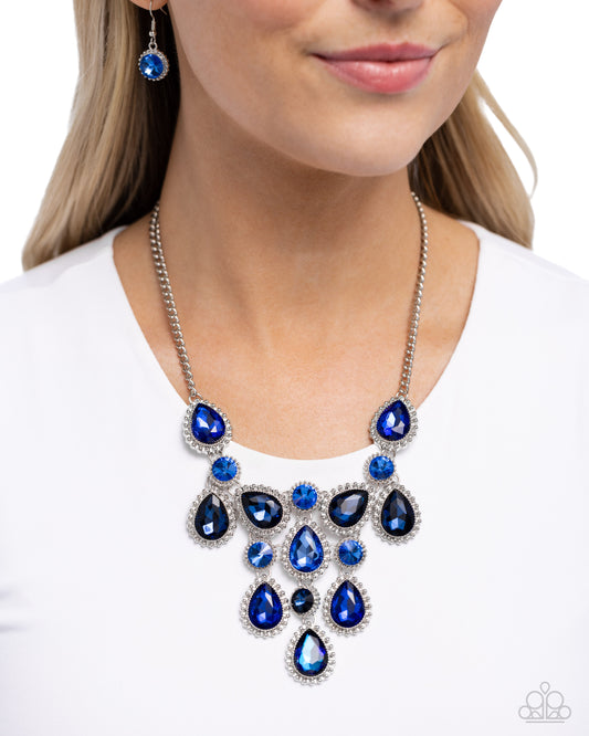 Dripping in Dazzle Blue statement necklace, alternate view