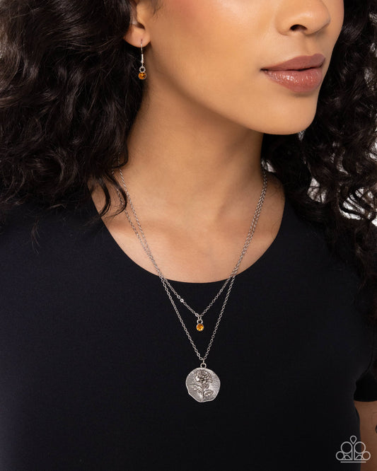 Birthstone Beauty Orange pendant necklace, alternate view
