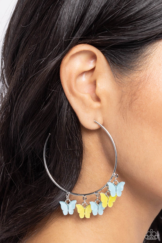 Bemusing Butterflies Blue hoop earrings, alternate view