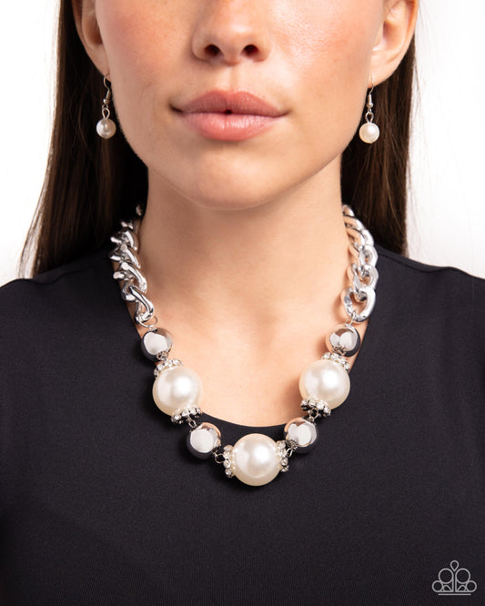 Generously Glossy White statement necklace, alternate view