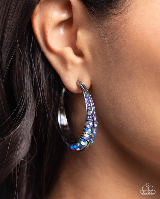Embedded Edge Blue hoop earrings, alternate view