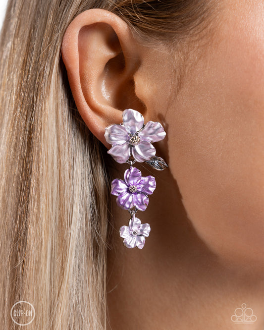 Balanced Bouquet Purple clip-on earrings, alternate view
