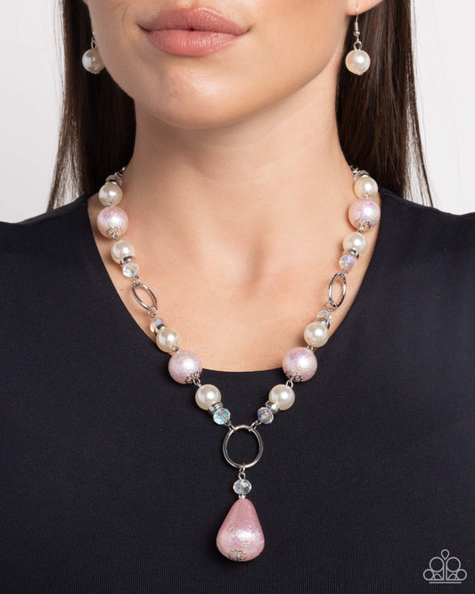 Foiled Fairy Tale Pink statement necklace, alternate view