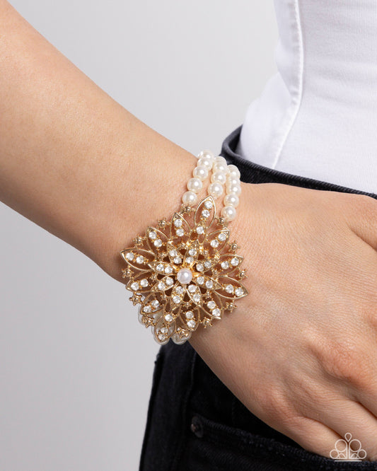 Flattering Floral Gold stretch bracelet, alternate view