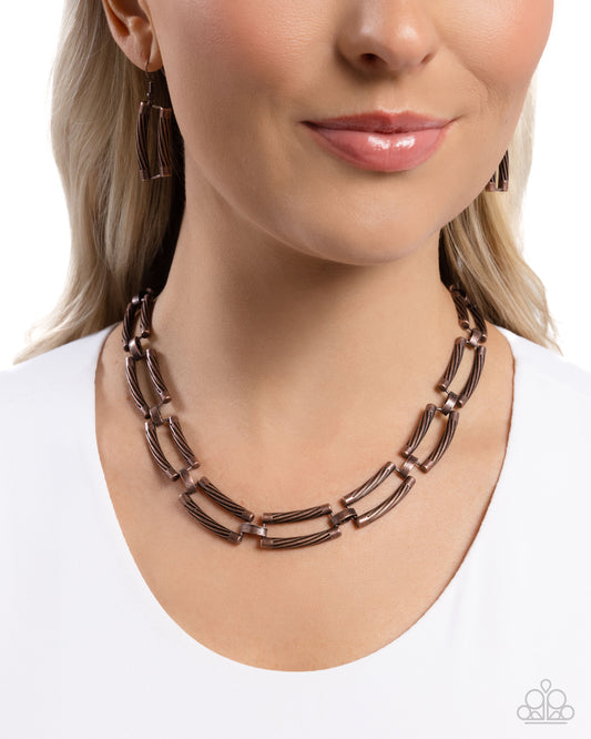 Technical Texture Copper statement necklace, alternate view