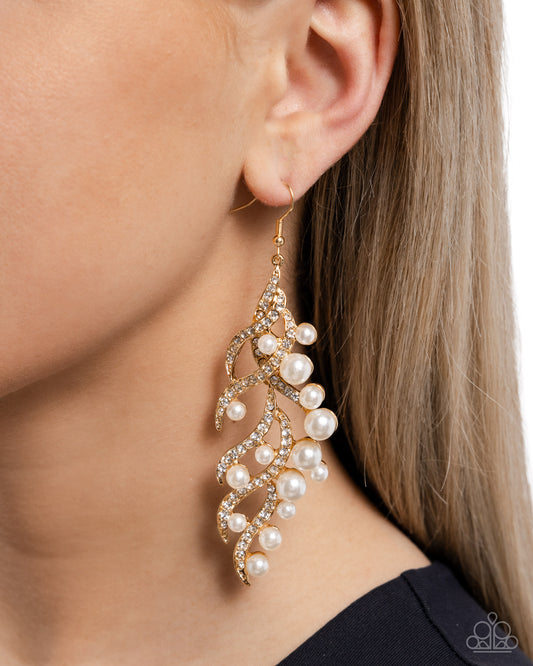 Flourishing Fancy Gold dangle earrings, alternate view