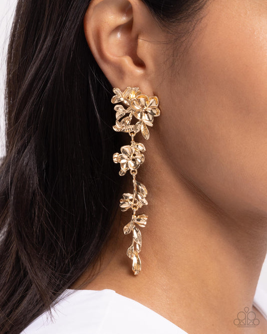 Generous Garden Gold post earrings, alternate view
