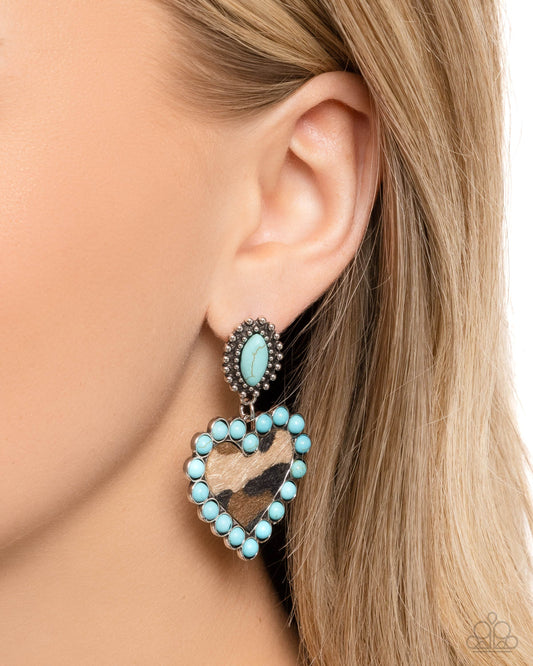 Whimsical Wrangler Blue post earrings, alternate view