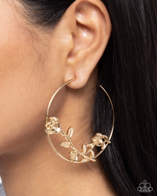 Blooming Benefit Gold hoop earrings, alternate view