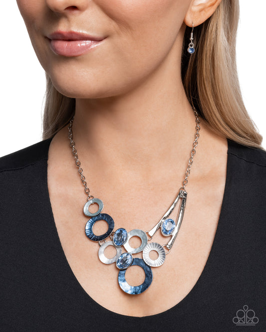 Compelling Circles Blue statement necklace, alternate view
