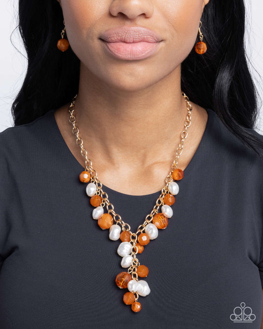 Beehive Barrage Orange statement necklace, alternate view