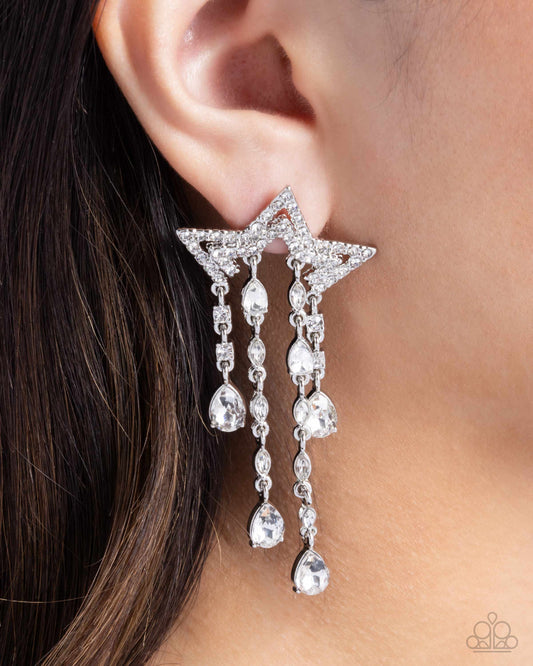 Stellar Scale White post earrings, alternate view