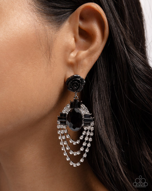 Rosy Rave Black post earrings, alternate view