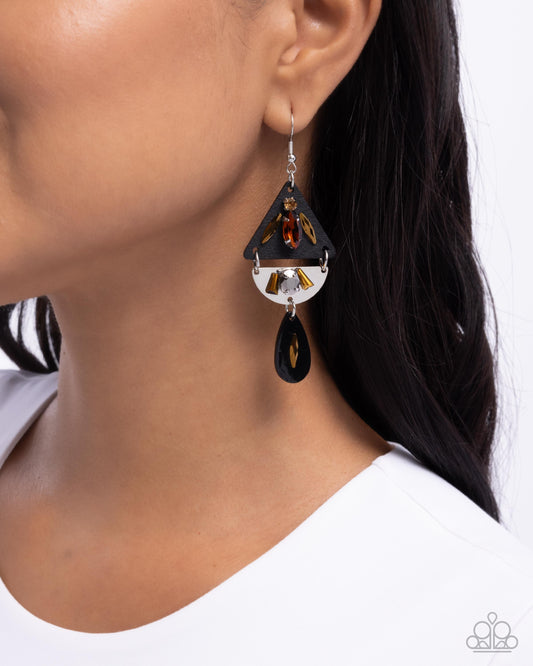Abstract Articulation Black dangle earrings, alternate view
