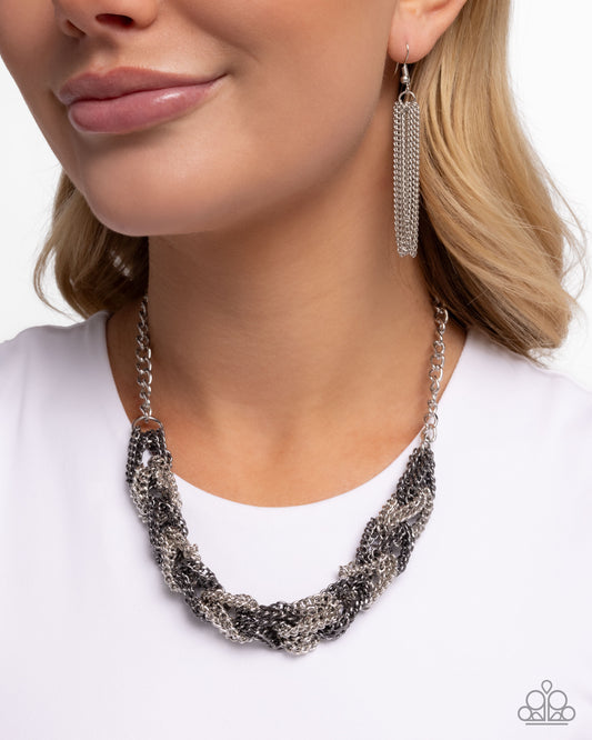 Braided Breakthrough Silver statement necklace, alternate view