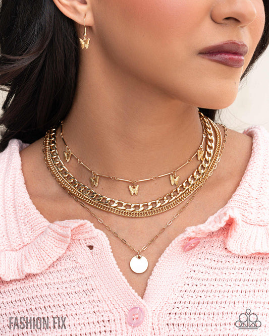 Fluttering Fringe Gold statement necklace, alternate view