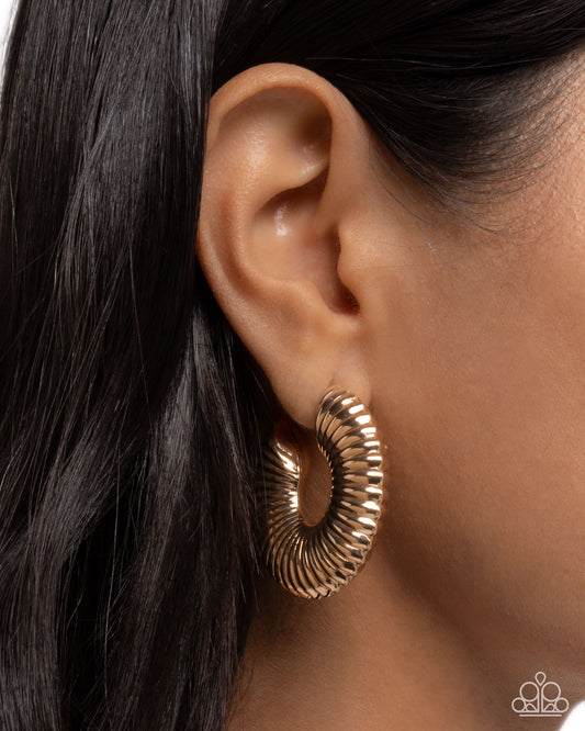 Spontaneous Spirals Gold hoop earrings, alternate view