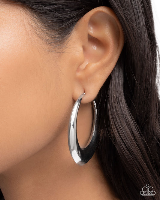 Circular Circumstance Silver hoop earrings, alternate view
