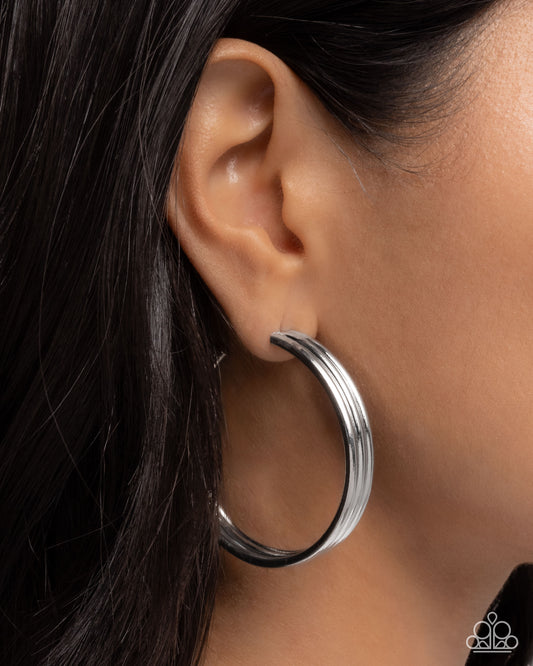 Traditional Trio Silver hoop earrings, alternate view