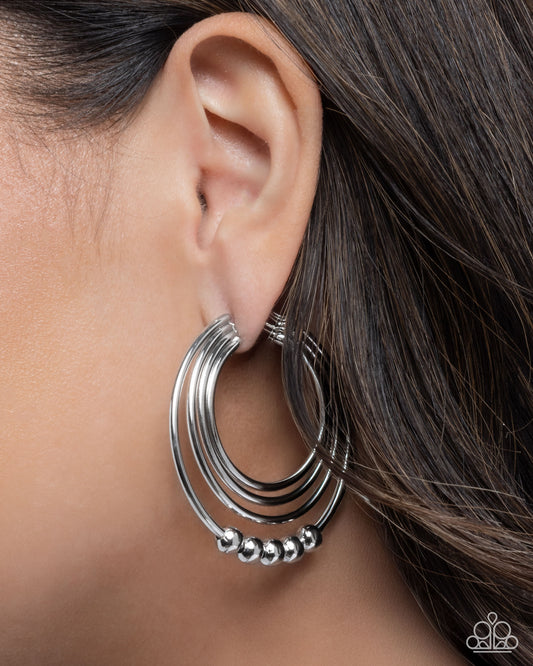 Layered Longevity Silver hoop earrings, alternate view
