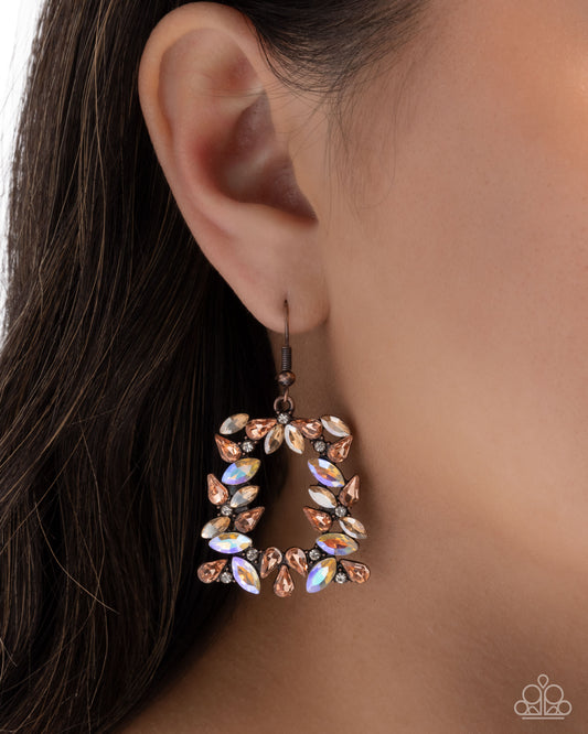 Fierce Frame Copper dangle earrings, alternate view