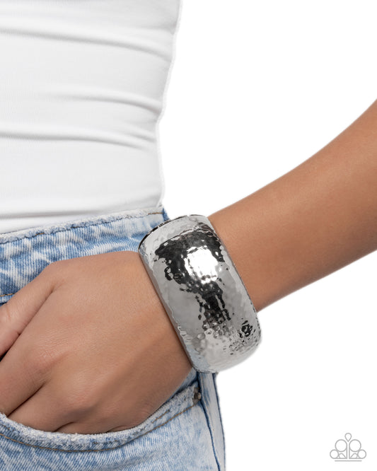 Hammered Hassle Silver cuff bracelet, alternate view