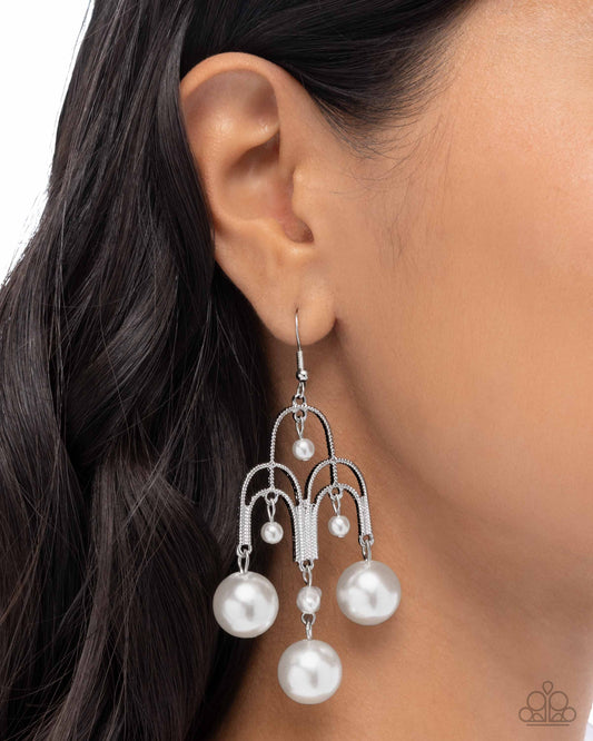 Patient Pearls White dangle earrings, alternate view
