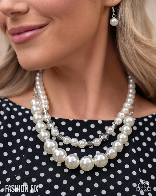 Radiant Repetition White statement necklace, alternate view