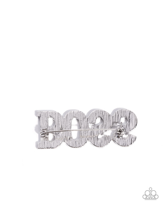 Blingy Boss White brooch, alternate view