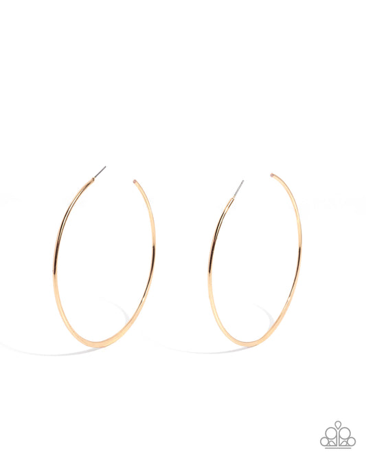 Dare To Delight - Gold | Gold-Tone Oversized Hoop Earrings - photo 1