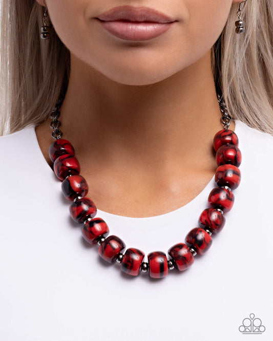 Swirled Serenity Red statement necklace, alternate view