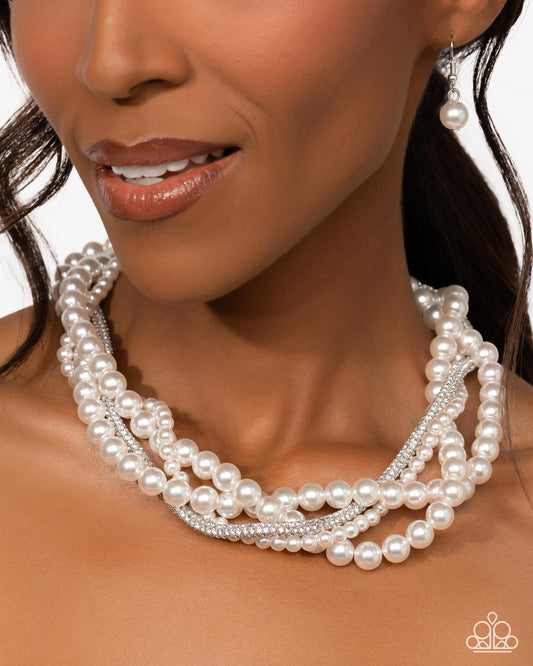 Pearl Pinnacle White statement necklace, alternate view