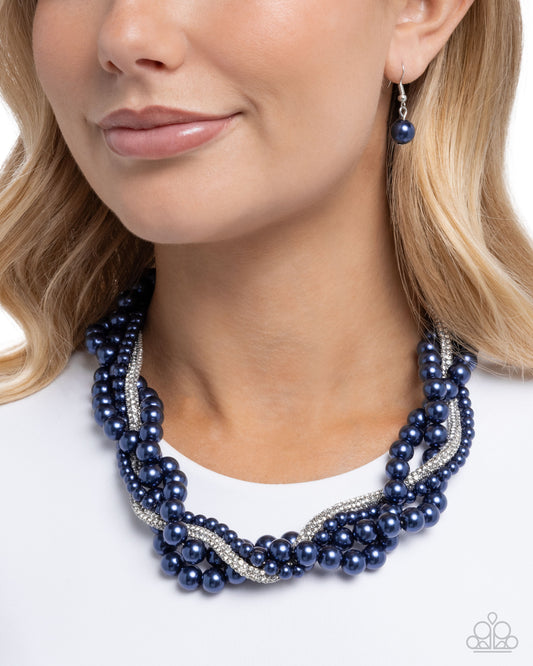 Pearl Pinnacle Blue statement necklace, alternate view