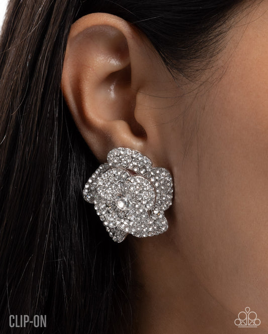 Shimmery Surety White clip-on earrings, alternate view
