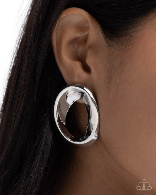 Adorable Announcement Silver post earrings, alternate view
