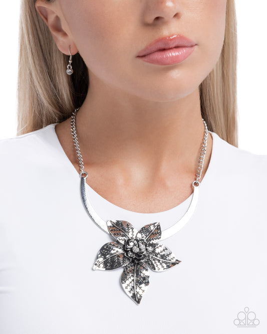 Botanical Broadcast Silver statement necklace, alternate view