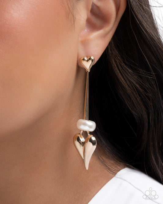 I Feel Loved Gold post earrings, alternate view