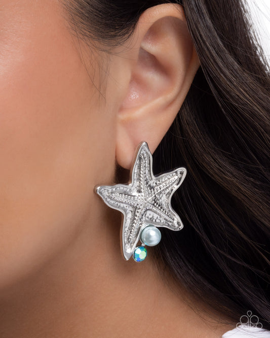 Starfish Sensation Blue post earrings, alternate view