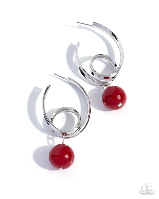 Larger Than LEISURE - Red | Red Beaded Hoop Earrings - photo 1