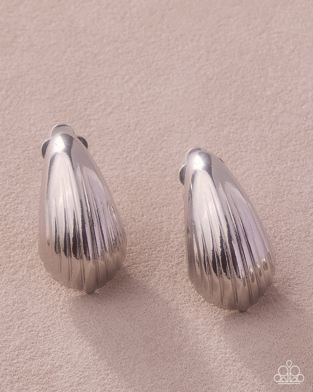 Additional view 2 of Crimped Cover silver teardrop clip-on earrings