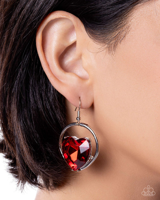 Valuable Valentines Red hoop earrings, alternate view