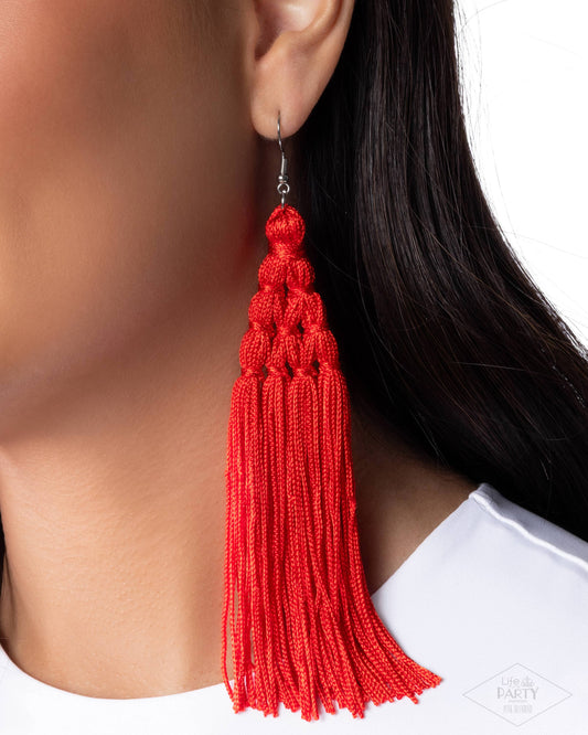 Magic Carpet Ride Red dangle earrings, alternate view