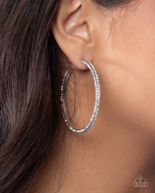 Solemn Shimmer White hoop earrings, alternate view