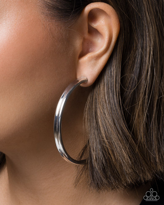 Sleek Staple Silver hoop earrings, alternate view