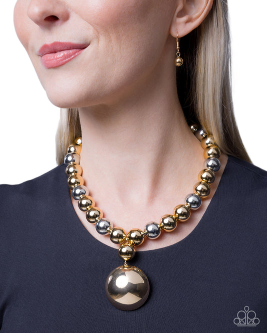 Taking A Shine To Gold statement necklace, alternate view