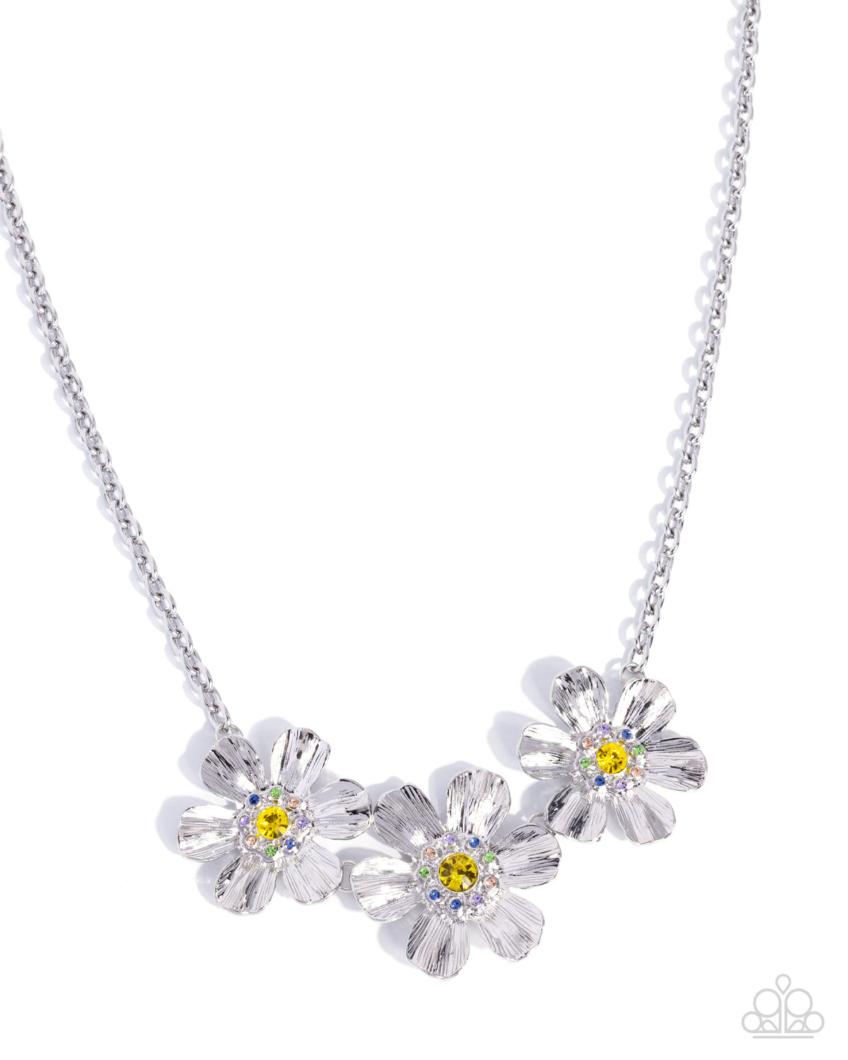 Freeing Florals - Yellow | Yellow Floral Rhinestone Necklace - photo 1