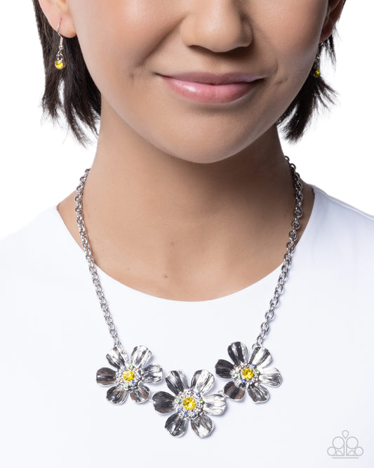 Freeing Florals - Yellow | Yellow Floral Rhinestone Necklace - photo 2