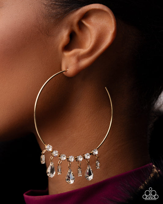 Over The Top Bling Gold hoop earrings, alternate view