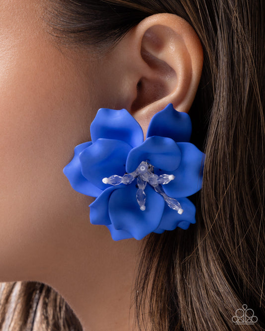 Balanced Blooms Blue post earrings, alternate view