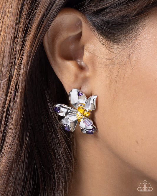 Positive Petals Purple post earrings, alternate view